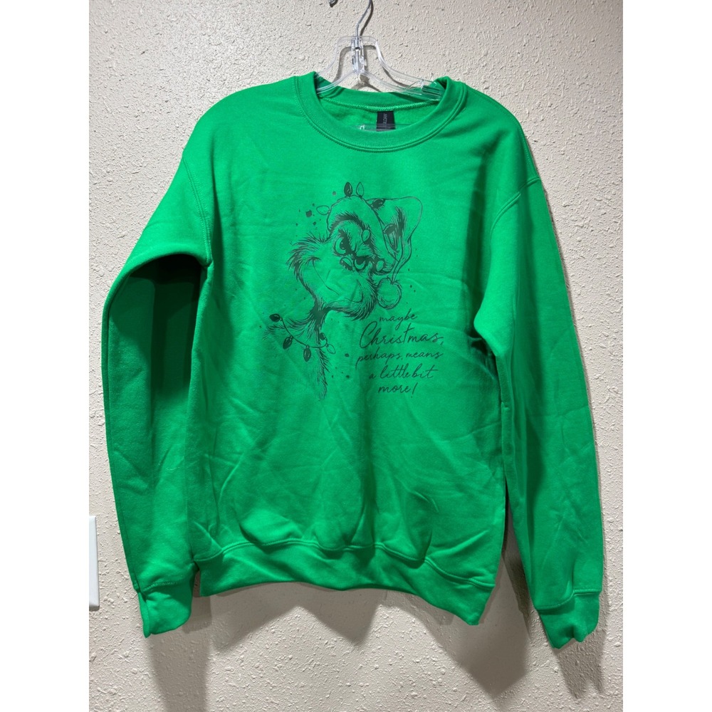 Gildan Heavy Blend Grinch Christmas Sweatshirt Green Small Dr Seuss Holiday Crew